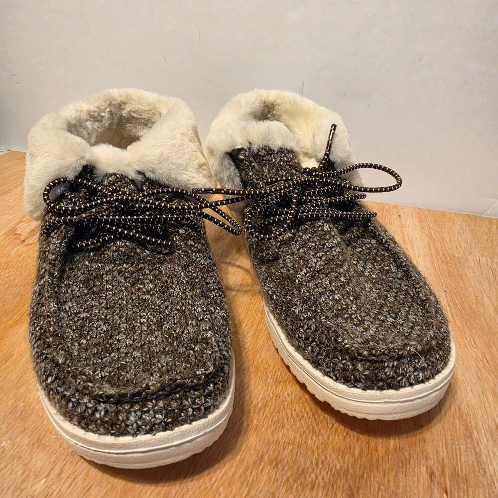 Hey Dudes Britt Women's slip-on shoes textured upper faux fur lining size 7